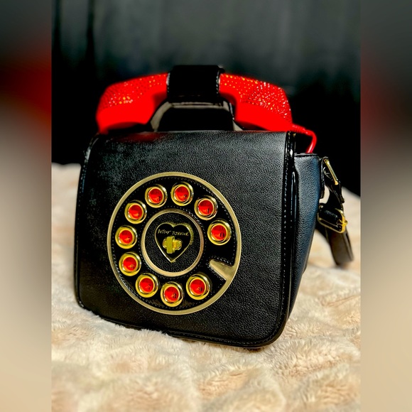Black and Red Betsey Johnson Crossbody Bag with Phone - Picture 3 of 6
